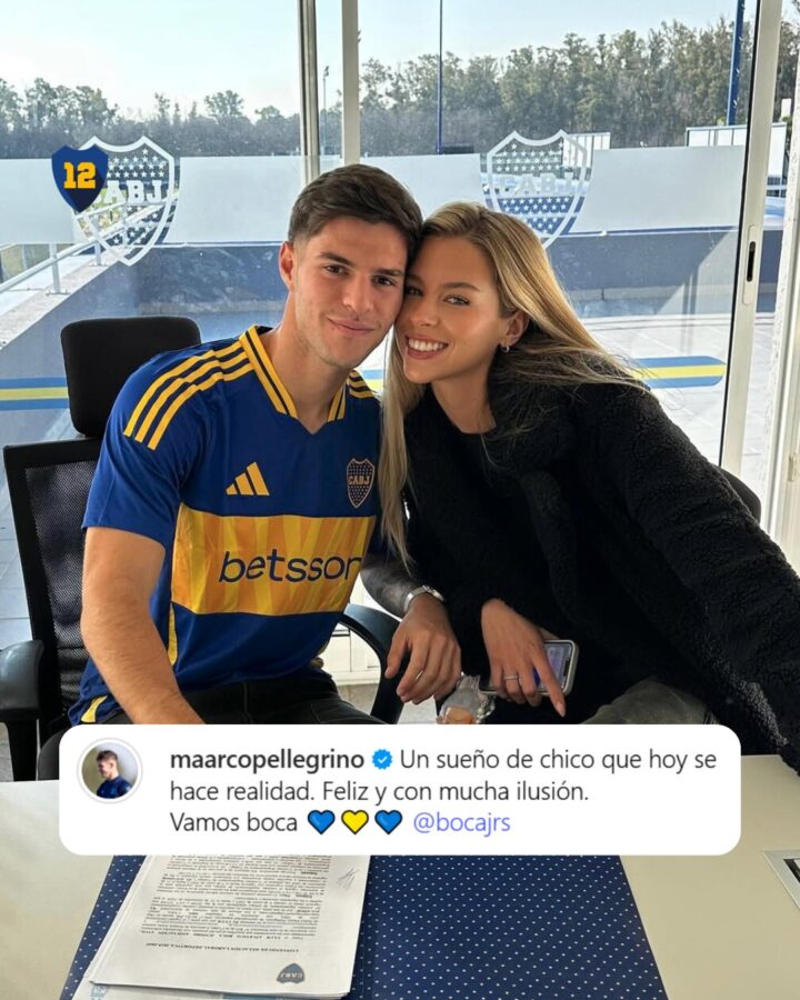 Boca presentó a Pellegrino y Braida, los refuerzos para el Mundial de Clubes Firma contrato Marco Pellegrino Boca