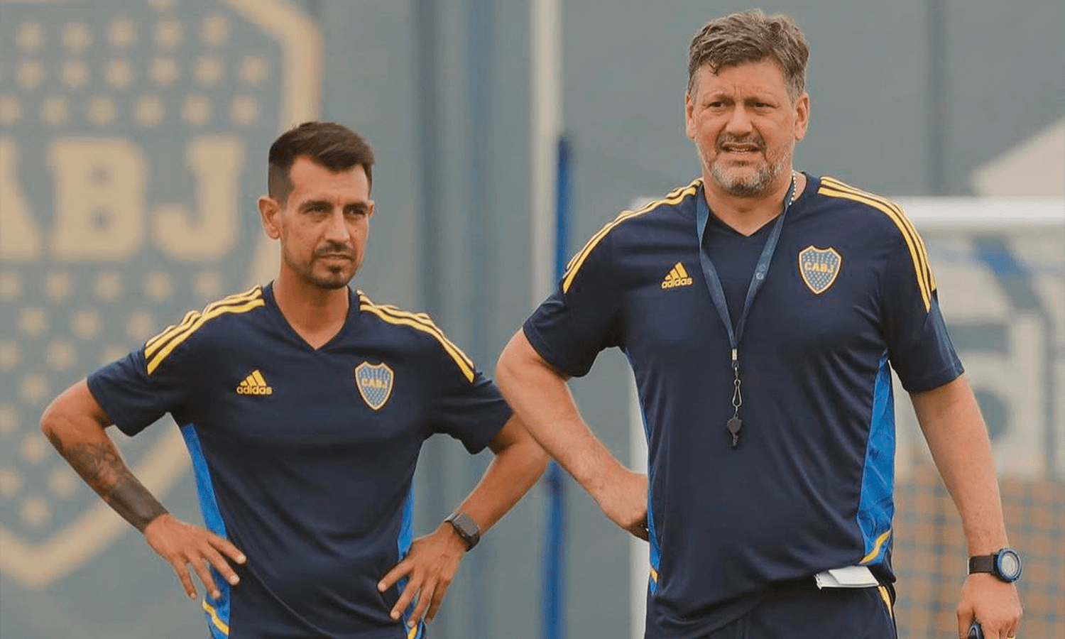 Leandro Gracian y Pablo Santella entrenamiento Boca