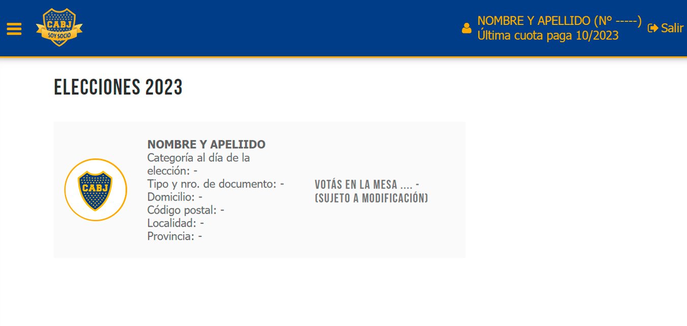 Consulta Padrón Electoral Elecciones Boca 2023 a través de SoySocio.