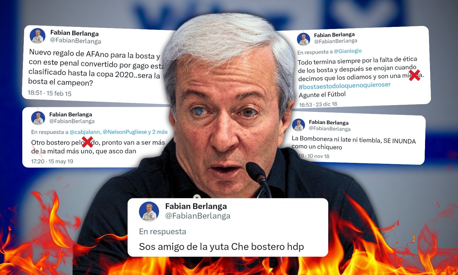 Mensajes odio presidente Vélez Fabian Berlanga contra Boca