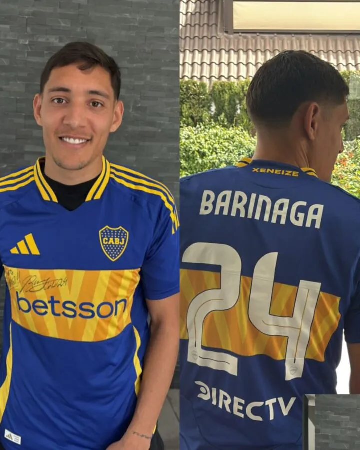 Nahuel Molina con la camiseta de Juan Barinaga