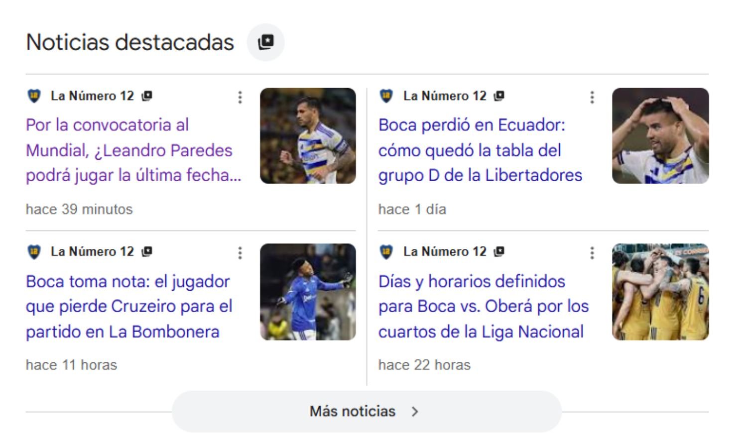 La Número 12 noticias en Google