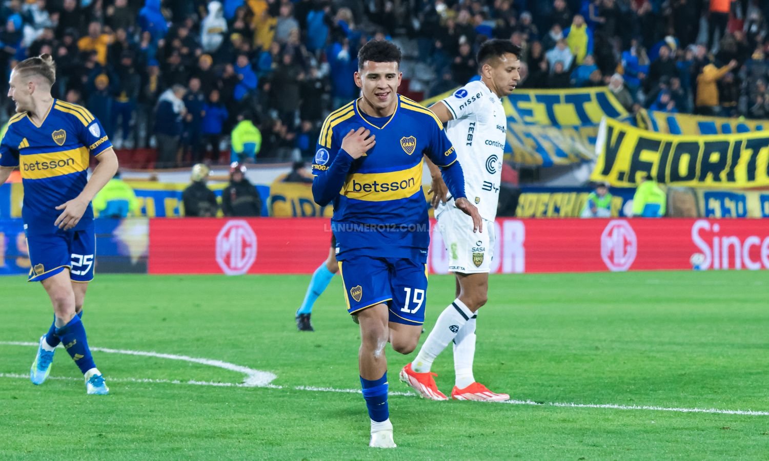 Festejo Leonel Flores Boca vs Recoleta Sudamericana ida