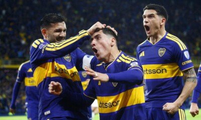 Miguel Merentiel festejo Boca vs San Pablo ida Sudamericana 2026