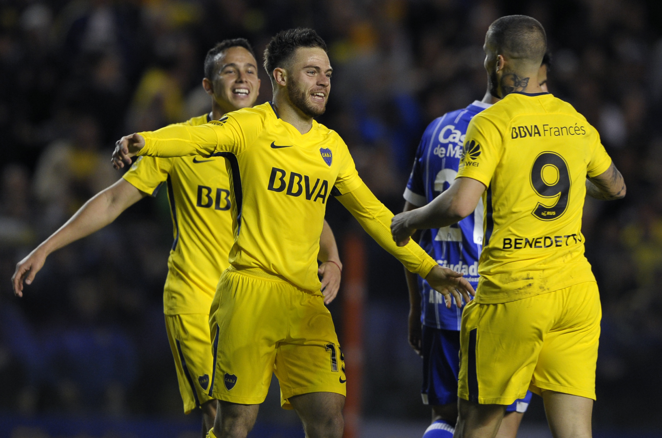 Nahitan Nández festejo gol Boca 4 1 Godoy Cruz Superliga