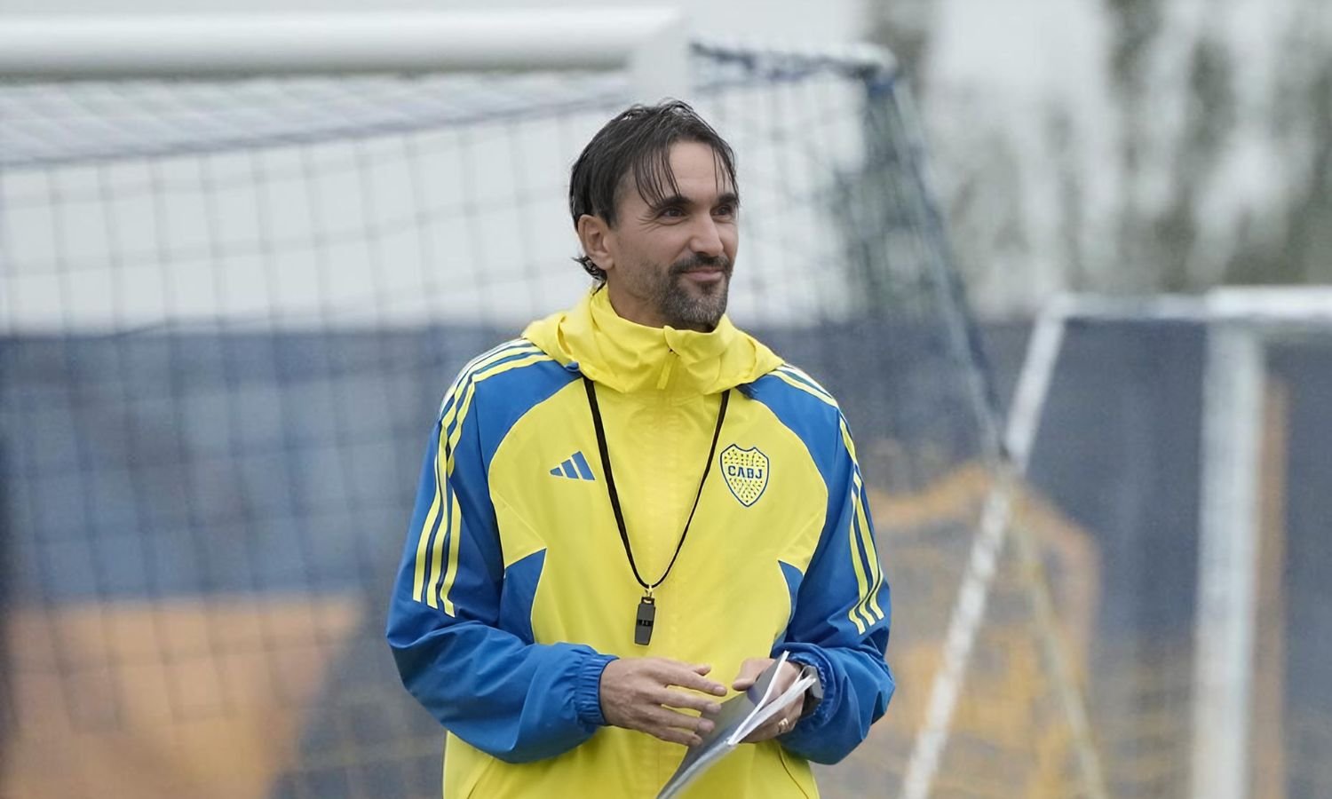 Diego Martínez durante un entrenamiento de Boca Juniors