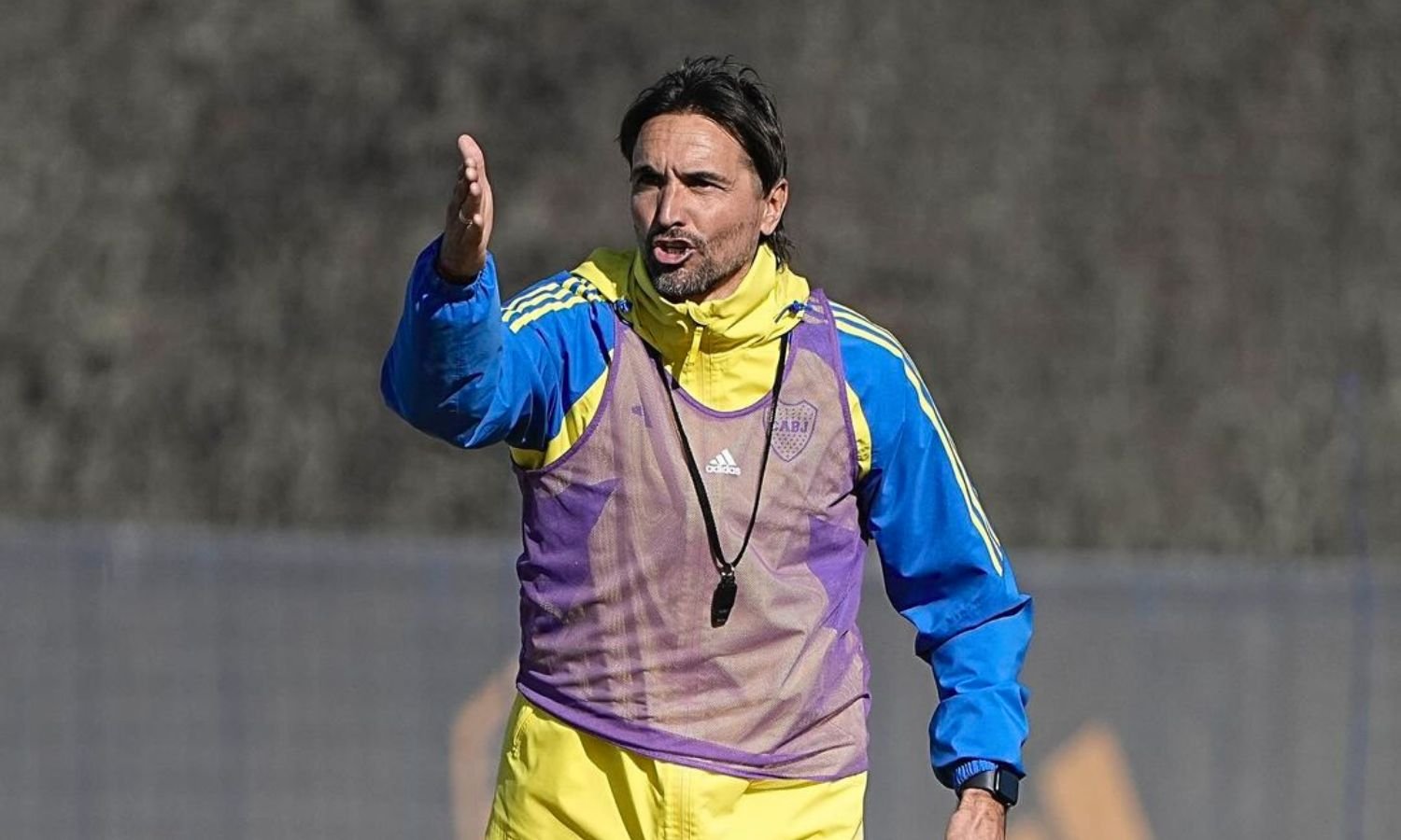 Diego Martínez durante un entrenamiento de Boca.