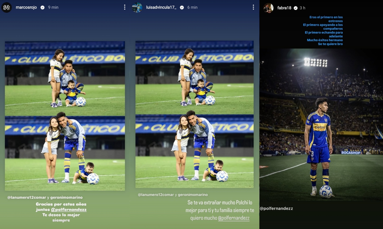 La emotiva despedida de Pol Fernández de Boca y los mensajes de sus compañeros Los mensajes de Rojo, Advíncula y Fabra para Pol Fernández.