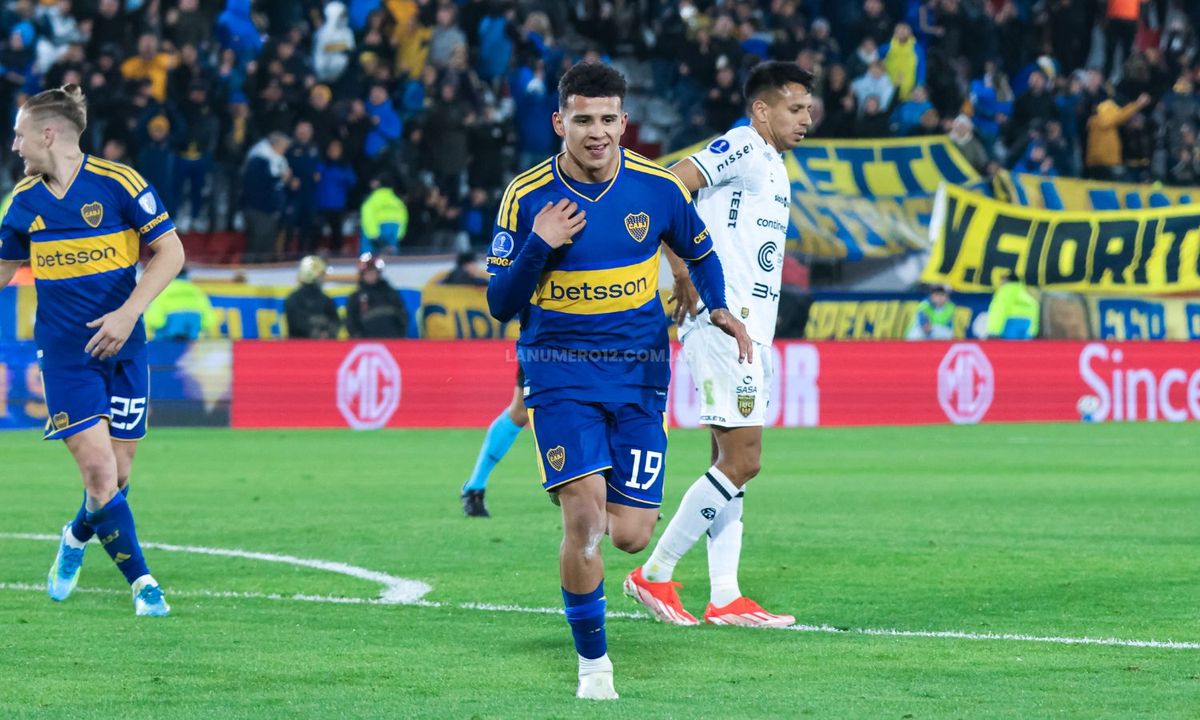 Festejo Leonel Flores Boca vs Recoleta Sudamericana ida