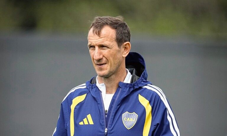 Rodolfo Arruabarrena durante el entrenamiento de Boca Juniors