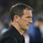 Rodolfo Arruabarrena en el partido de ida de la semifinal de la Copa Sudamericana