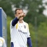Rodolfo Arruabarrena durante un entrenamiento de Boca.