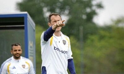 Rodolfo Arruabarrena durante un entrenamiento de Boca.